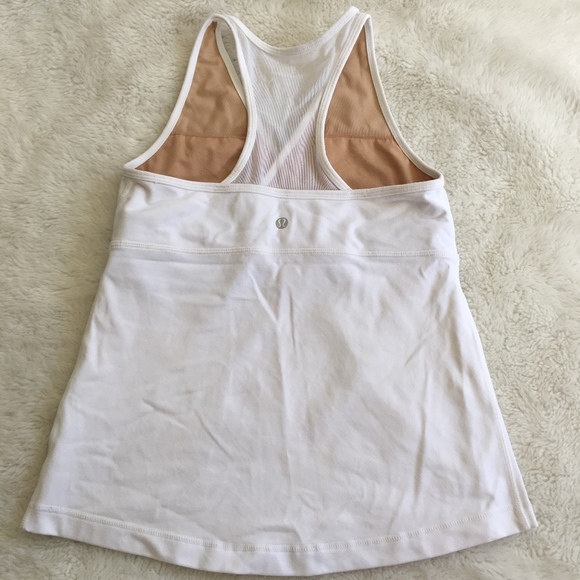 Lululemon White V Neck Tank Top Size 4 Mesh - Picture 5 of 7